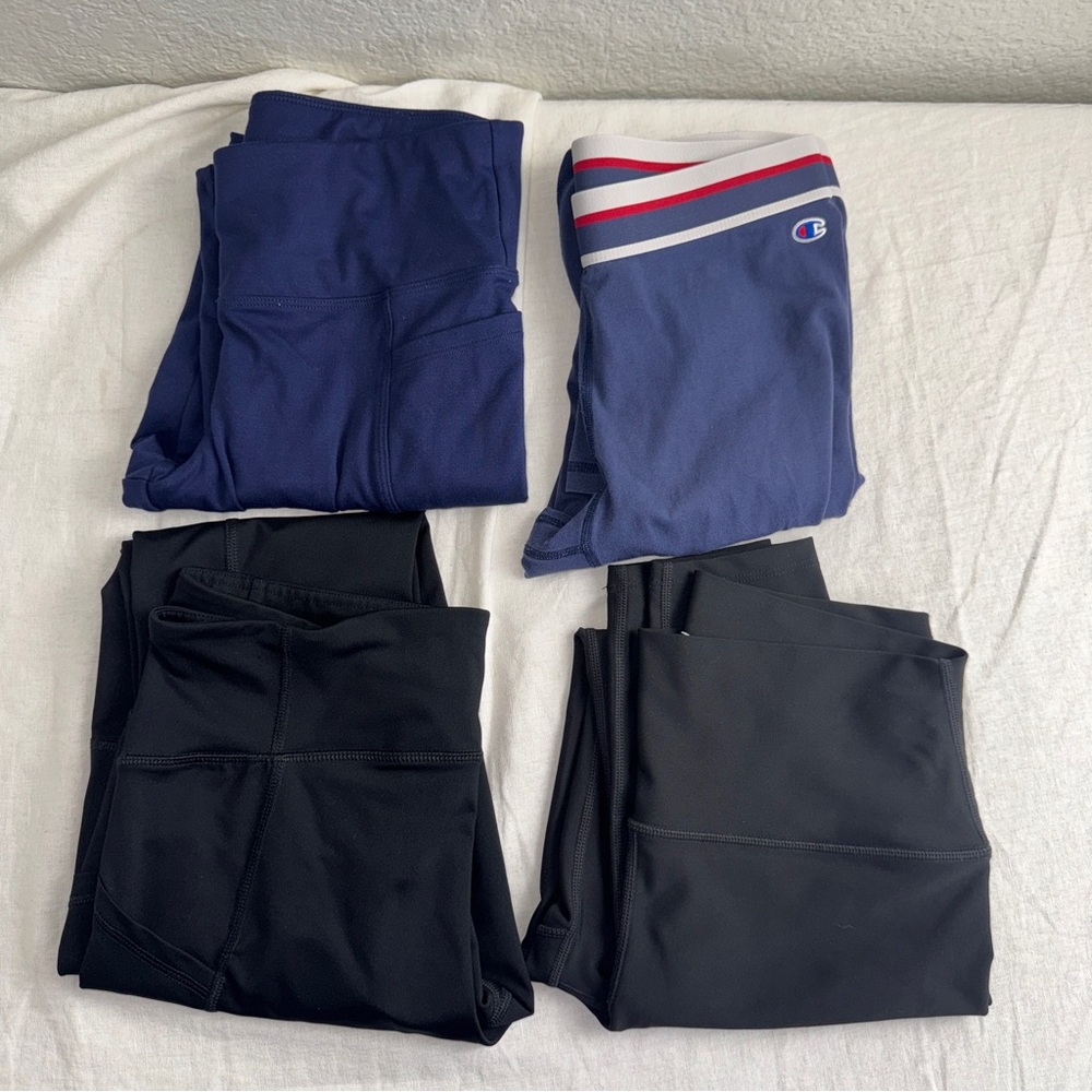 Set of 4 Leggings Champion Felina Sage Blue and Black‎ Small Medium Sporty #cc